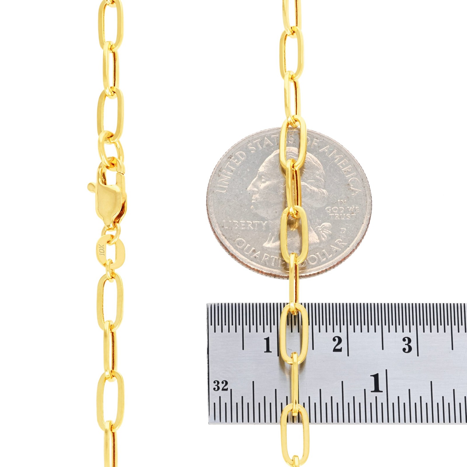 10k Yellow Gold 4mm Paperclip Chain Rolo Dainty Link Cable Necklace Womens 18"