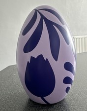 Tin Easter Egg Decorative purple flower 15x9cm