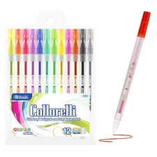 BAZIC 12 Glitter Color Collorelli Gel Pen, Non-Toxic Safe Coloring, Great