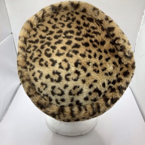 Vintage Women’s Leopard Cheetah Print Pillbox Hat Faux Fur One Size 1950-1960’s - Picture 4 of 9