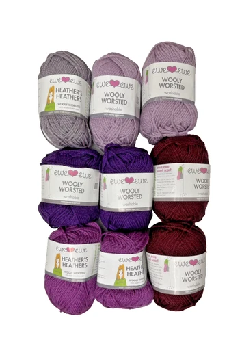 Lot of EWE EWE Yarn - Beautiful colors for a nice sweater/blanket!  LOT OF 9 WOW - product listing photo