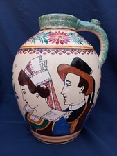 RARE Ancien beau & imposant vase cruche faïence HB Quimper art déco No Odetta C8
