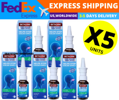 BETADINE Adult Cold Defence Nasal Spray 20ml Helps Stop Colds Early EXPRESS X  5