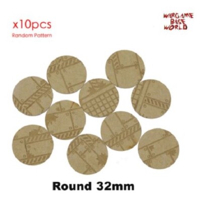 Warhammer Hobby Model Factory Pattern Bases 32mm Round MDF
