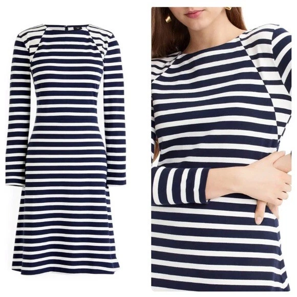 J crew navy cheap and white striped dress