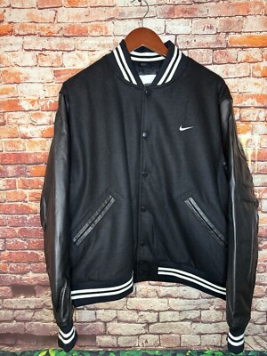 Nike Authentic Varsity Jacket Limited Wool/Leather Black Men s Large FD7845-010