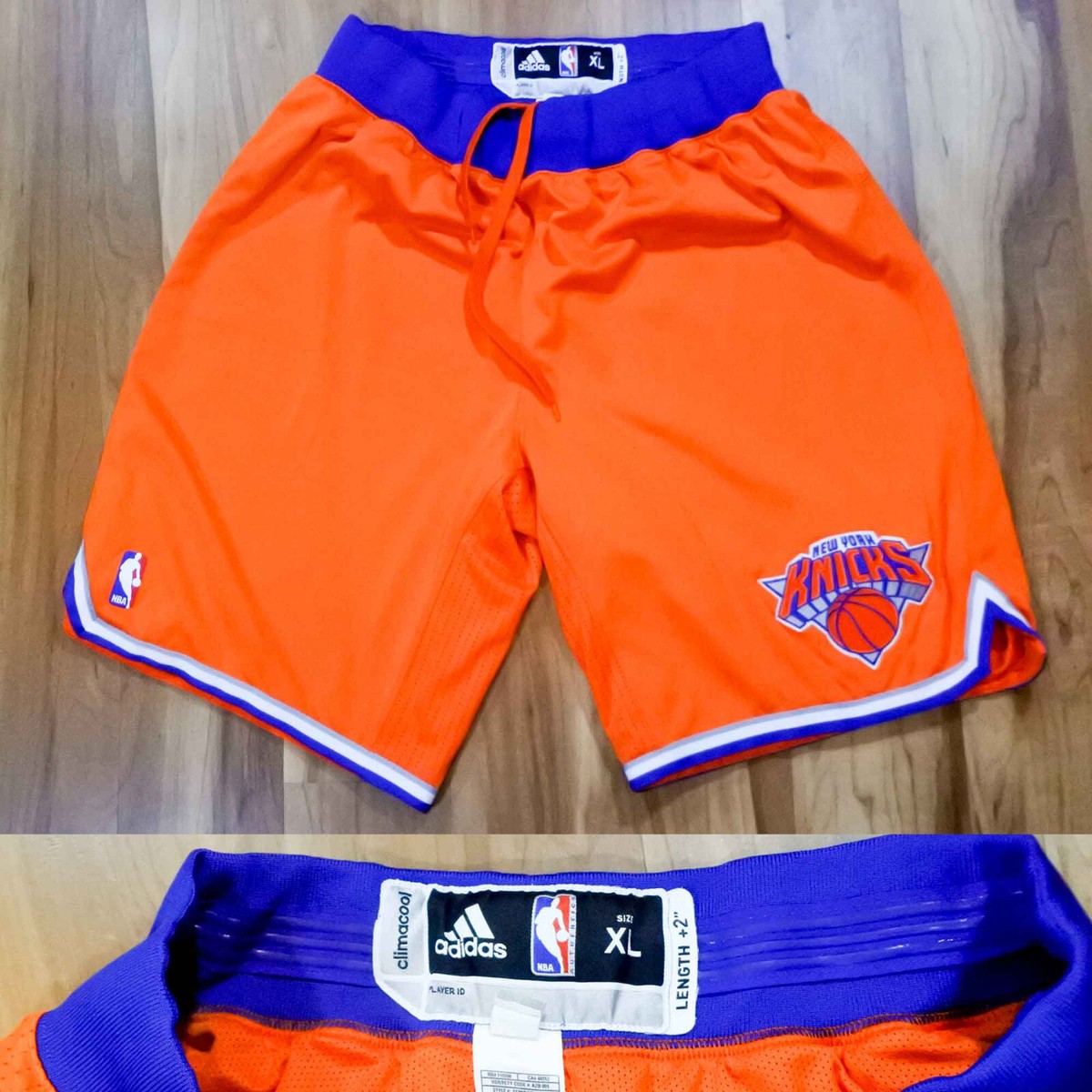 New York Knicks Adidas Shorts Pro Cut REV30 Orange Alt NBA Sewn
