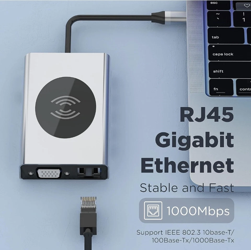 13-in-1 Docking Station with Wireless Charging, Multiport Adapter with HDMI, VGA - Image 3 of 4