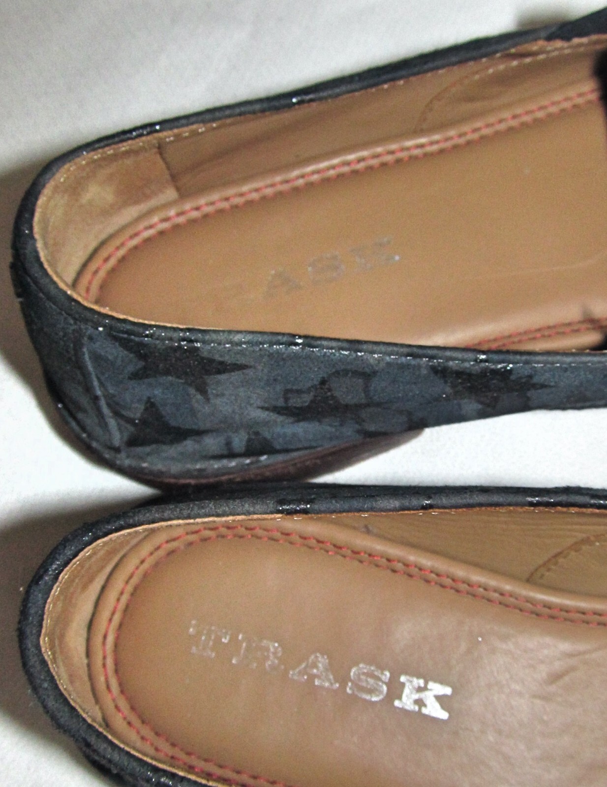 Trask Navy Blue Camo Star Ali Suede Slip On Flat Loaf… Gem