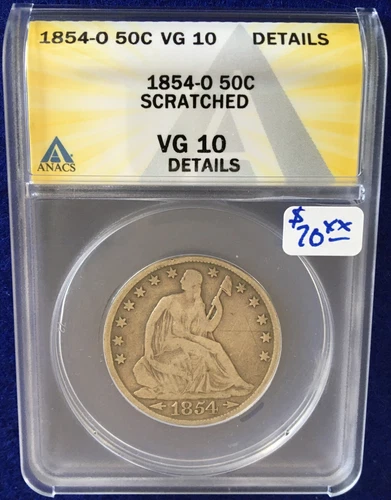 1854-O Seated Liberty Half Dollar 50 cent VG10