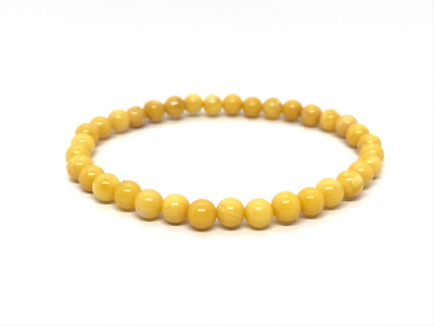 Egg Yolk Amber Bracelet Round Beads Yellow Natural Baltic Amber Stone 3,3g 18877