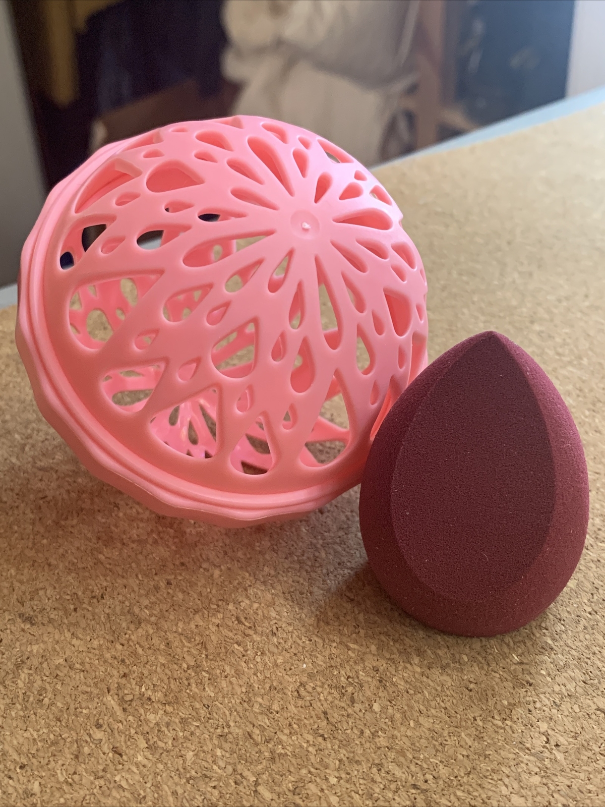 Beauty Blender Washing Machine Ball and Maroon Beauty Blender-image