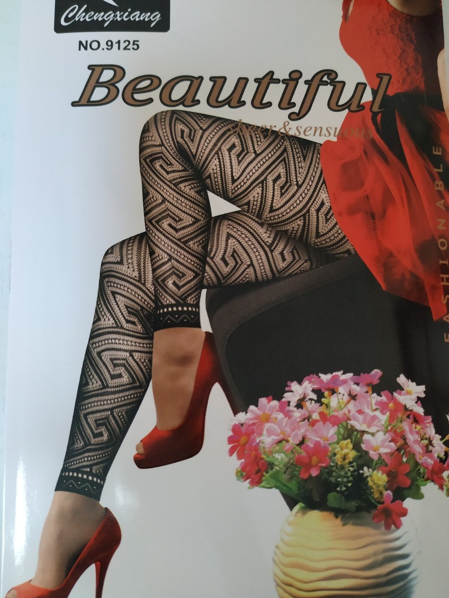 Geometric Design Fishnet Leggings Footloose Black One Size Nylon