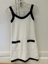 BNWT Chanel Coco Beach 23 White tank mini Terry Dress Black Trim 34 
