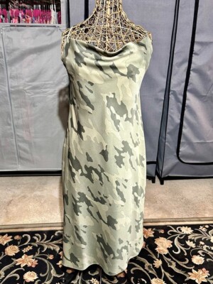 Banana Republic Large Green Camo Cowl Neck Slip Dress 100% Polyester | eBay