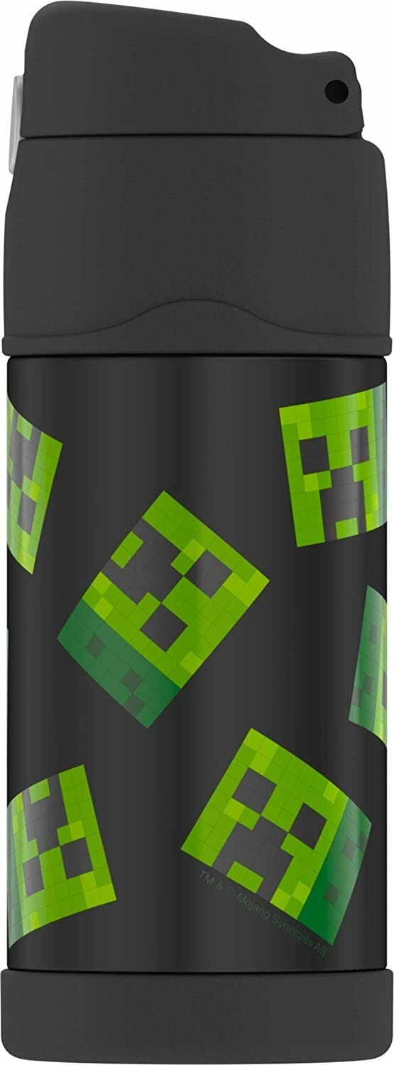 Thermos Minecraft Black Creeper 12 Oz Funtainer Insulated Water Bottle W Straw For Sale Online Ebay