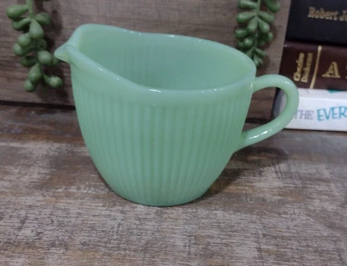Vintage Anchor Hocking Fire King Jadeite Jane Ray CREAMER
