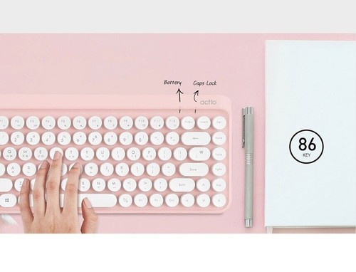 Actto Retro Mini Wireless Keyboard Korean/English Layout Pink / KBD-50 - Picture 6 of 9