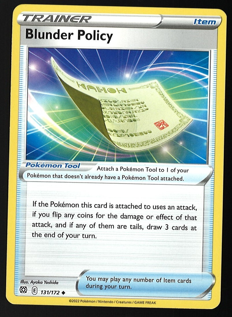 Blunder Policy 131/172 Pokemon Card Brilliant Stars Uncommon Trainer Near Mint