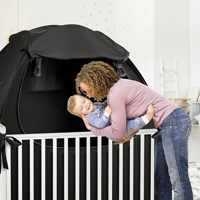 Tente Occultante Borna Pour Berceau – Sommeil Bébé, Noir, Taille Large, Compatible Pack N Play