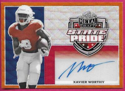 2022 Leaf Metal Draft Football XAVIER WORTHY State Pride Orange