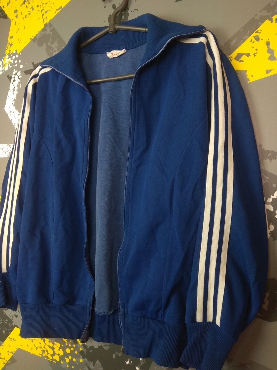 Adidas Vintage Jacket With Zipped Track-Top 80s 90s Blue Adidas Vintage Jacket With Zipped Track-Top 80s 90s Blue