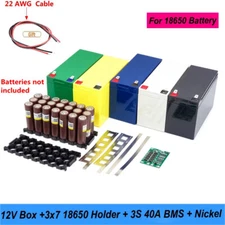 12V 3S 7P 40A BMS Li-ion Battery Pack DIY Kits Case Holder for 18650 Power Wall