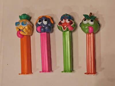 4X PEZ DISPENSERS FRUIT SOUR FACE SOURZ PINEAPPLE GRAPE WATERMELON APPLE! H4