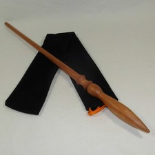 16" Hand Turned Mahogany Wood Magic Wand Witch Wizard Wicca w/Free Velvet Bag