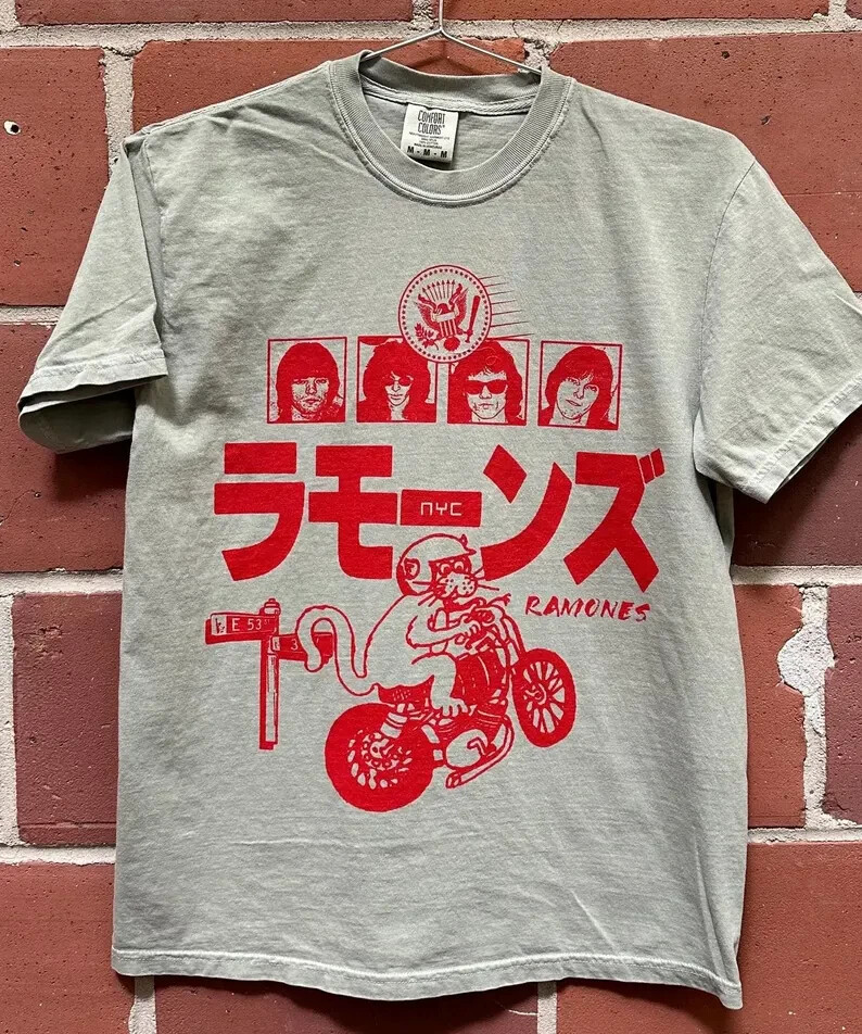 Ramones band music short sleeve ice grey t-shirt KV30766