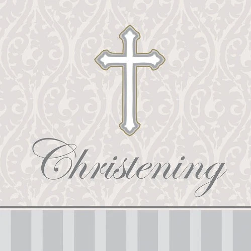 16-Count Christening Luncheon Napkins, Silver Devotion Cross - Image 1 of 1