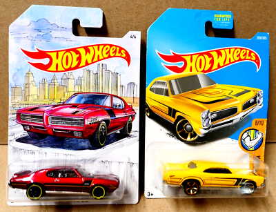 Hot Wheels S-TH '69 ポンティアック GTO Hot Wheels 69 1969 Pontiac GTO Judge Red + 67 1967 GTO Yellow