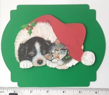 Dog Cat Santa Hat Puppy Kitten Dimensional Cardfront Scrapbook Embellishment 803