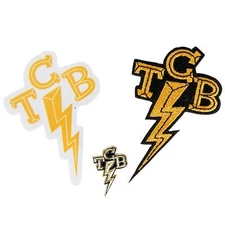 Lowbrow Customs Fink style TCB Takin' Care of Business Lapel Pin Patch & Sticker