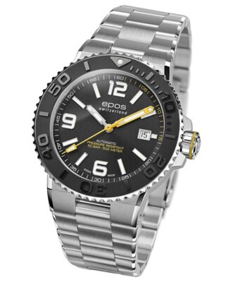 Epos Sportive Diver 3441ABKM Men's Automatic Metal Bracelet Black