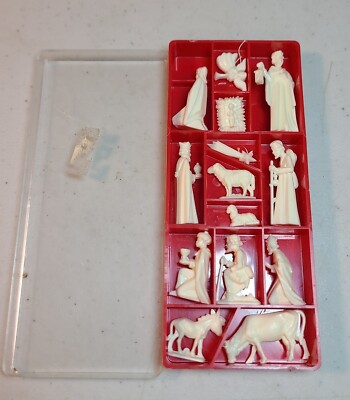 Vintage Miniature Nativity Figures in Case Made in West Germany 14pc COMPLETE