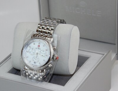 NEW AUTHENTIC MICHEL CX39 S SILVER DIAMOND CHRONOGRAPH