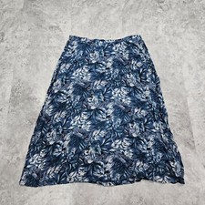 Vintage Sag Harbor Floral Skirt Size Medium Elastic Stretch Waist Pockets Blue