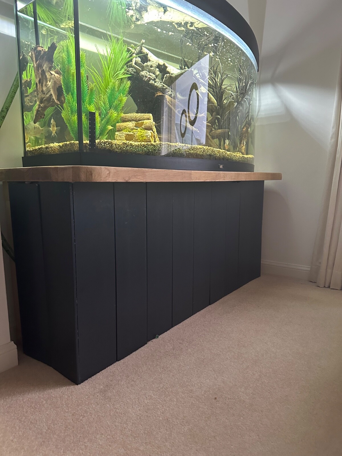 Customized aquarium cabinets with solid oak top