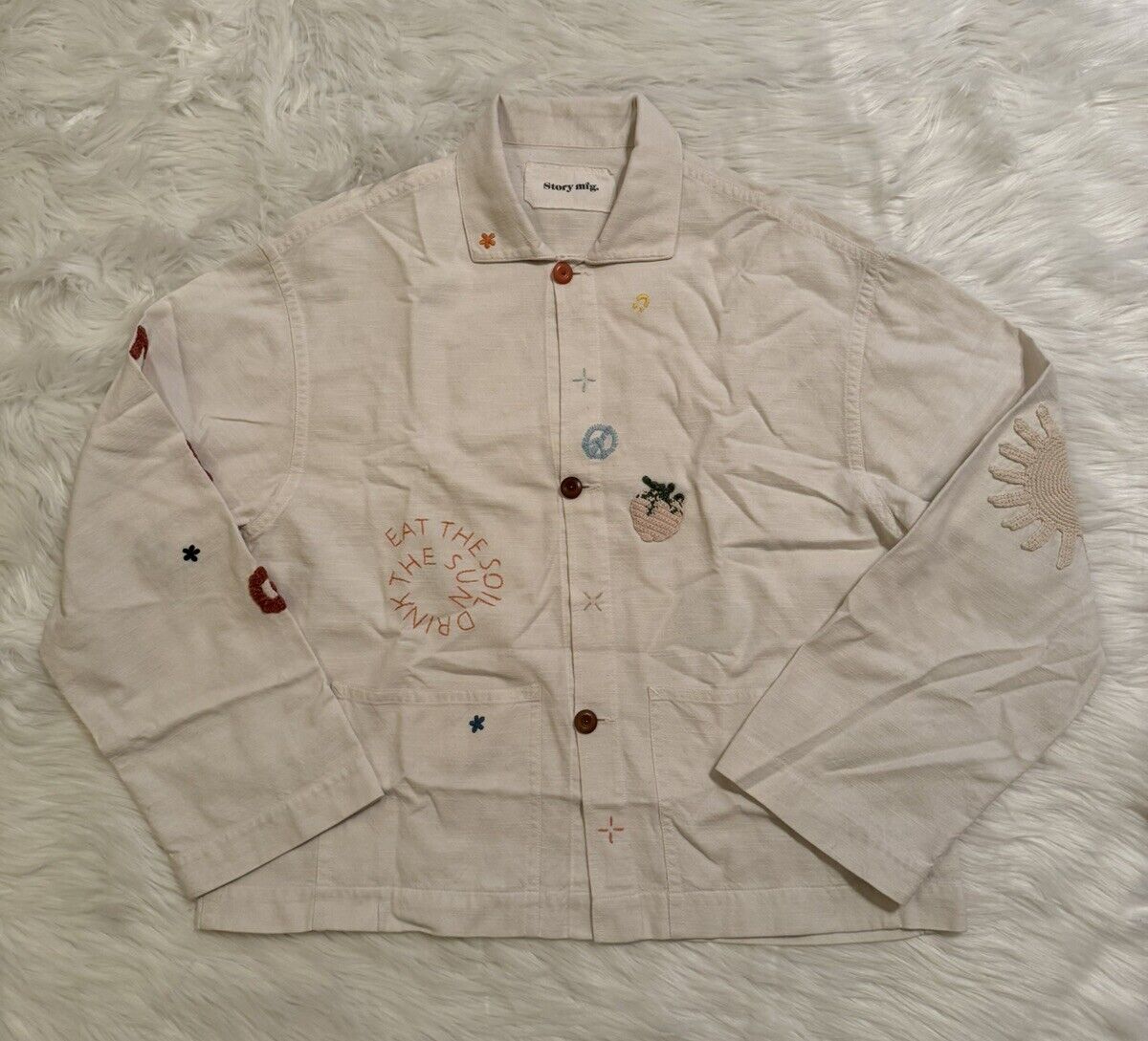 Story Mfg. Short On Time Jacket Harvest Sun White Story Mfg. Short On Time Jacket Harvest Sun White