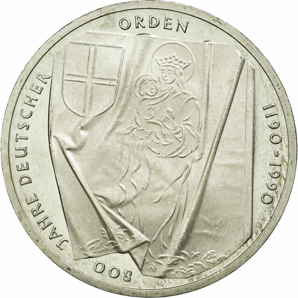 [#77335] Moneta, Niemcy - RFN, 10 Mark, 1990, Hamburg, Germany, MS(63), Srebro, 