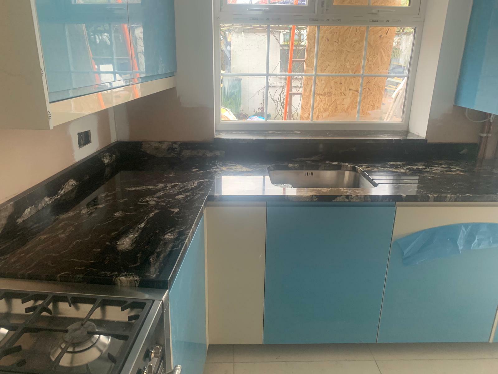 COSMIC BLACK GRANITE KITCHEN WORKTOP COUNTERTOPS NATURAL STONE BEST