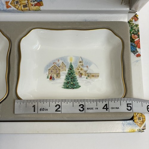 Bandeja Chelsea Mikasa Vintage Feliz Navidad Árbol Baratija Plato Par Hueso China - Imagen 7 de 9