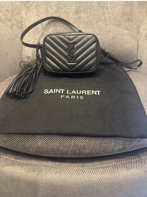 Saint Laurent Black Small Chevron Quilted Crossbody Bag Tassel Zip w/ Dust Bag