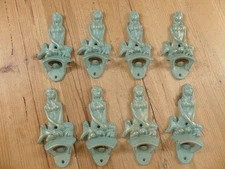 8 Cast Iron Mermaid Bottle Openers Wall Mount Mountable Beach *PAINT CHIPPED*