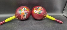 Vintage Set Of Hand Painted Maracas From Mexico