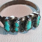 Vintage Navajo Sterling Silver 4-Stone Turquoise Row Ring Sz 6 Fred Harvey Era
