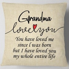Grandma Pillow Cover Flax 18x18 Print Zipper Throw Couch Bed Birthday Christmas