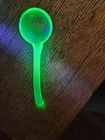 Vintage Green Uranium Glass Mayonaise Ladle Anchor Hocking Block Optic