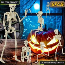 6 Packs Skeleton Halloween Decorations Outdoor with 16" Full Body Posable Joints